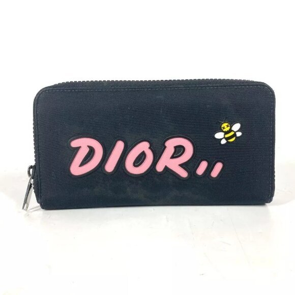 Dior KAWS collaboration Zip Around Long Wallet Long Wallet Nylon Black/pink - Picture 2 of 16